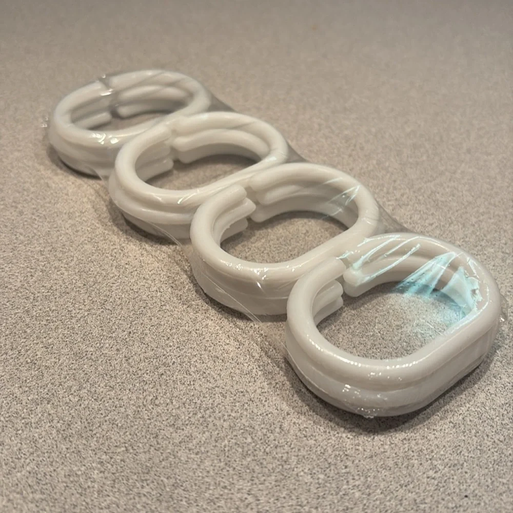 New Sealed White Plastic Shower Curtain Rings Set of 12